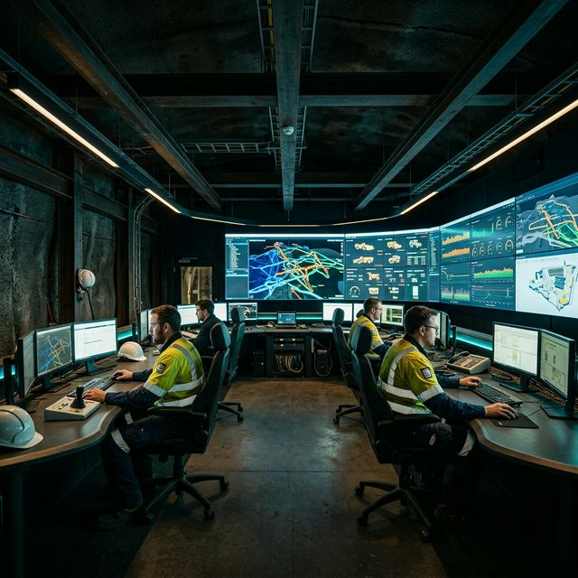Mining operations environment representing site visibility and control.